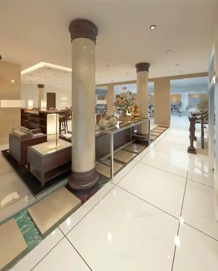 Commercial floor tile installation