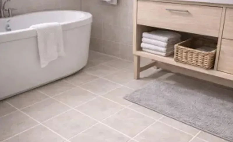 Hotel bathroom tiled flooring