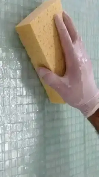 Marble tile installation in bathroom